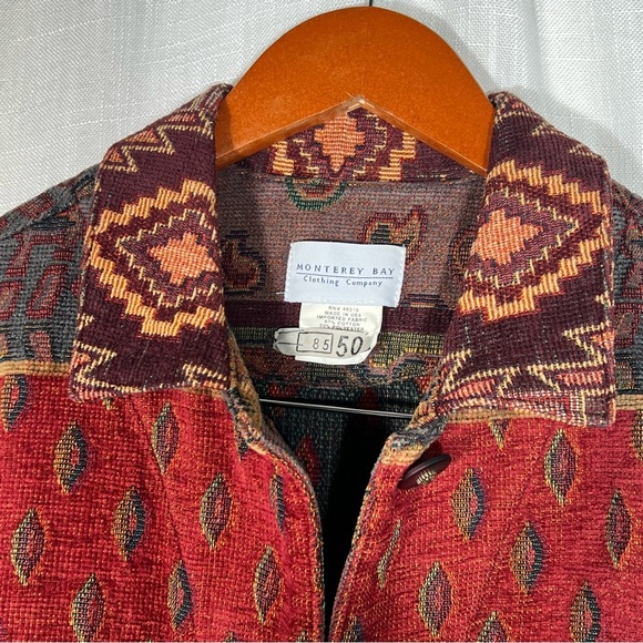 Vintage Monterey Bay Southwestern Aztec Paisley Tapestry Jacket - Picture 3 of 8